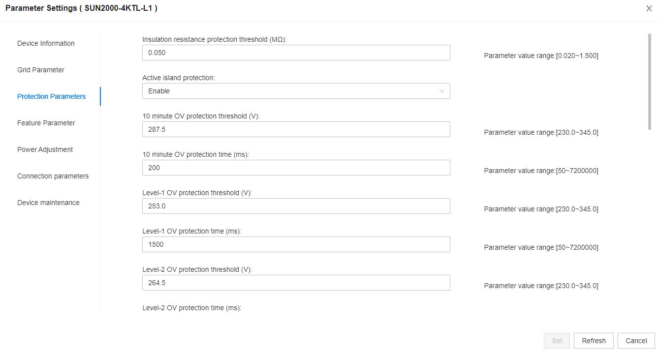 Parámetros FusioSolar